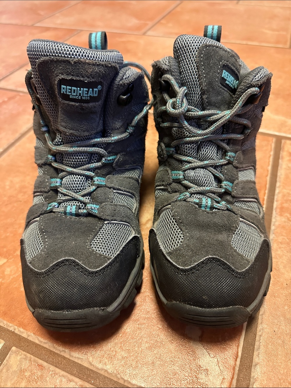 RedHead Kids Gray & Teal Lace-Up Hiking Boots
